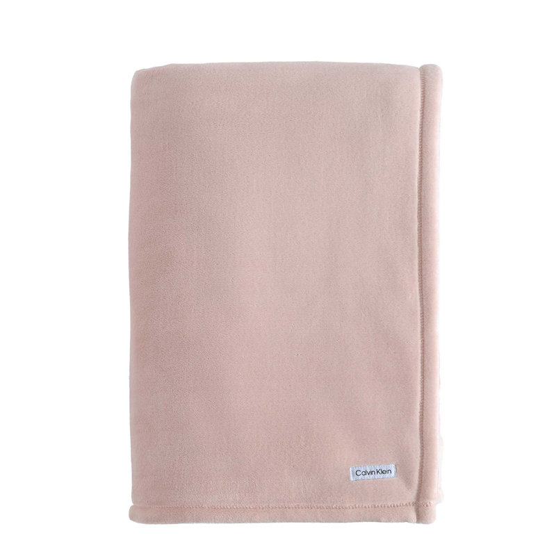 Calvin Klein Core Plush Solid Reversible Blanket, King, Light Gray