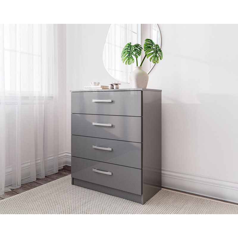 Marquitta 4 Drawer 76.6Cm W Dresser, Grey