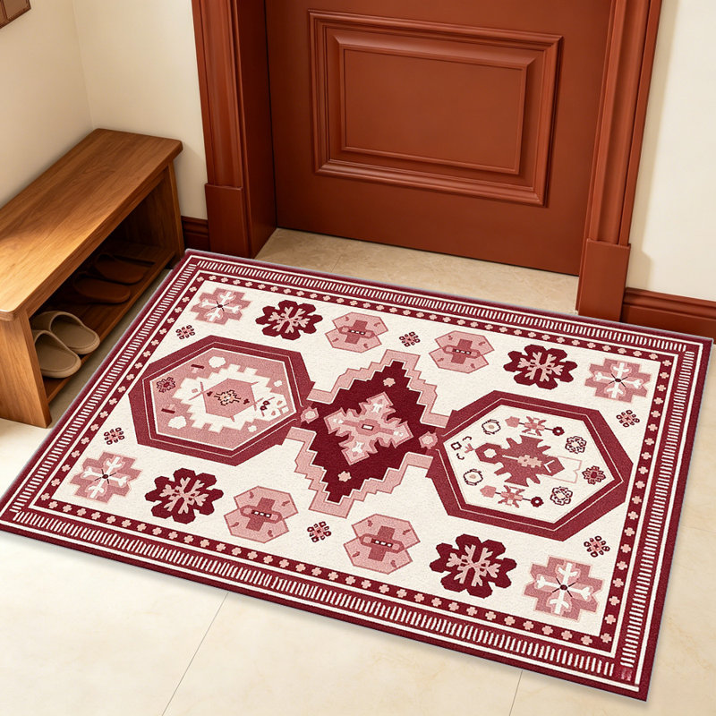 Burgundy Wine Red Medallion carpet-easy to clean, machine-washable, soft and comfortable; suitable for door mats, kitchens, living rooms, bedrooms, corridors, and laundry areas. Easy to clean, durable carpet for home decoration.