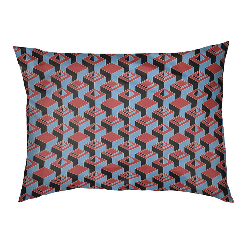 Coussin pour chien intérieur à motif skyscrapers Chen, Petit (l 28 po x P 6 po x H 18 po), Rouge / bleu sarcelle