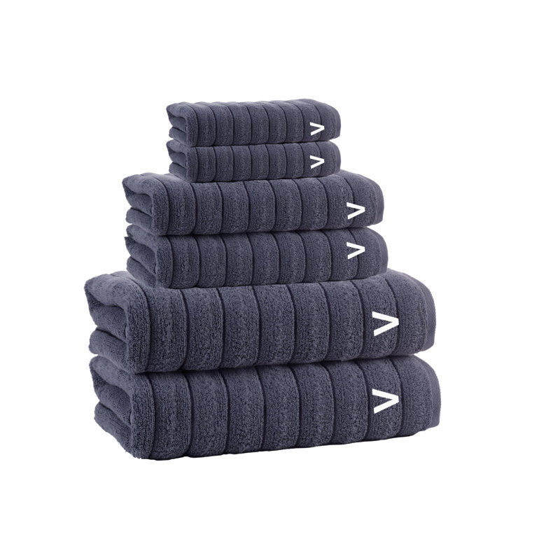  Vague 6 pcs Towel Set, Anthracite, V
