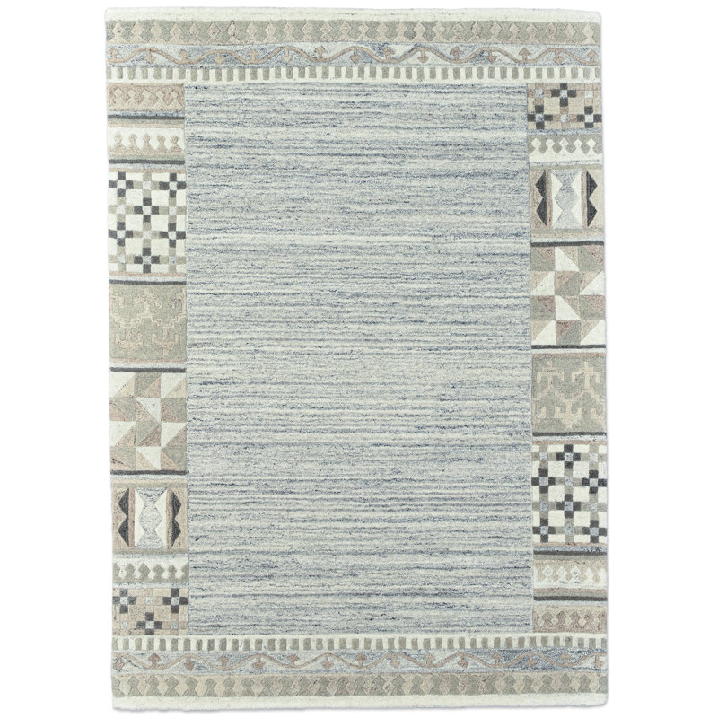 Geometric Wool Hand Woven Area Rug, Rectangle 70 x 140cm