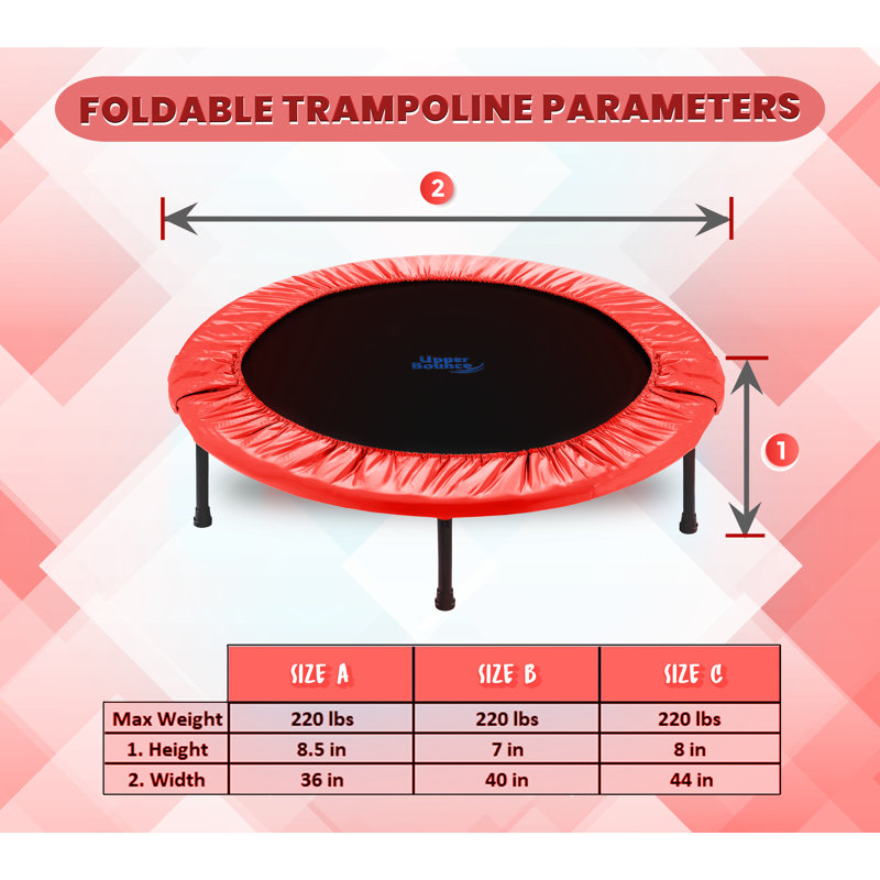 Mini trampoline Machrus Upper Bounce avec tapis de saut durable, trampoline d'entraînement portable et pliable, Rouge