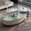Table basse ovale en marbre clair de luxe-129678145-110567415