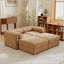 Élégant canapé en chenille 2 places avec 2 sièges de rangement pour repose-pieds, dossier cylindrique et accoudoirs, causeuse moderne en tissu avec espace de rangement caché