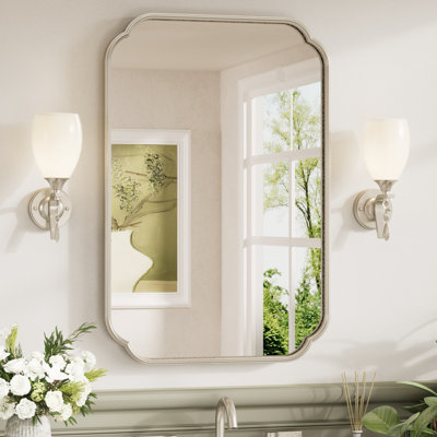 Miroir de salle de bain rectangulaire festonné avec verre trempé