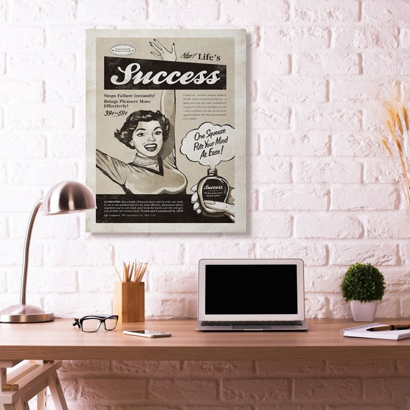 «Succès vaporisateur comique rétro» par Ester Kay, impression sur toile, H 48 po x l 36 po, Toile tendue