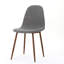 Ensemble de 2 chaises de salle à manger rembourrées en tissu Mid-Century moderne gris clair et noyer foncé