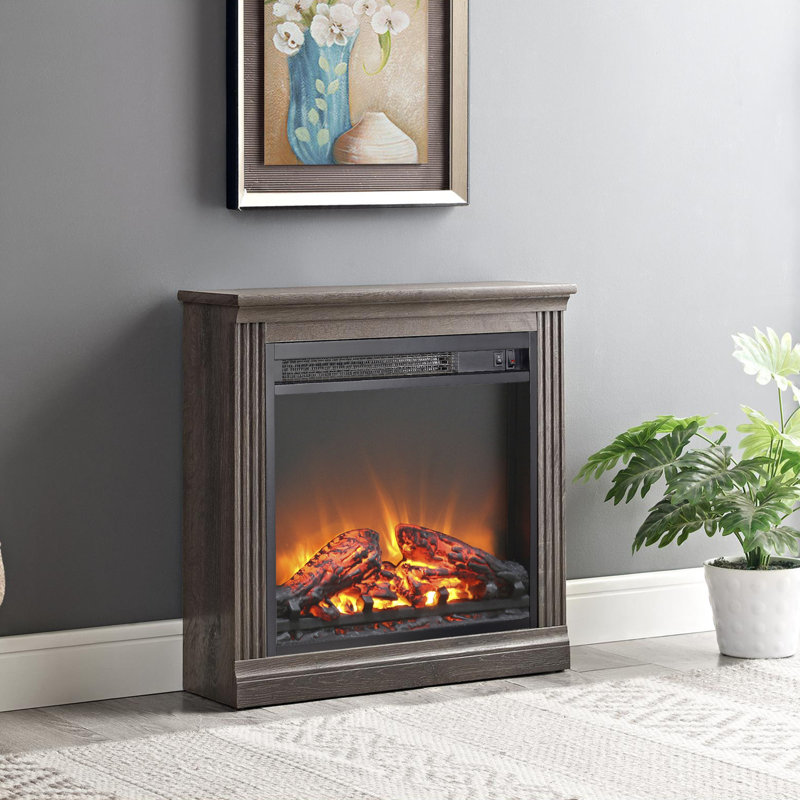 18" Compact Electric Fireplace Insert with Log Set, Realistic Flame & Overheat Protection, 18.1" H x 19.2" W x 5" D