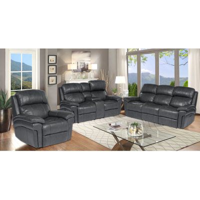 Causeuse inclinable en cuir à accoudoirs coussinés de 77 po Aous