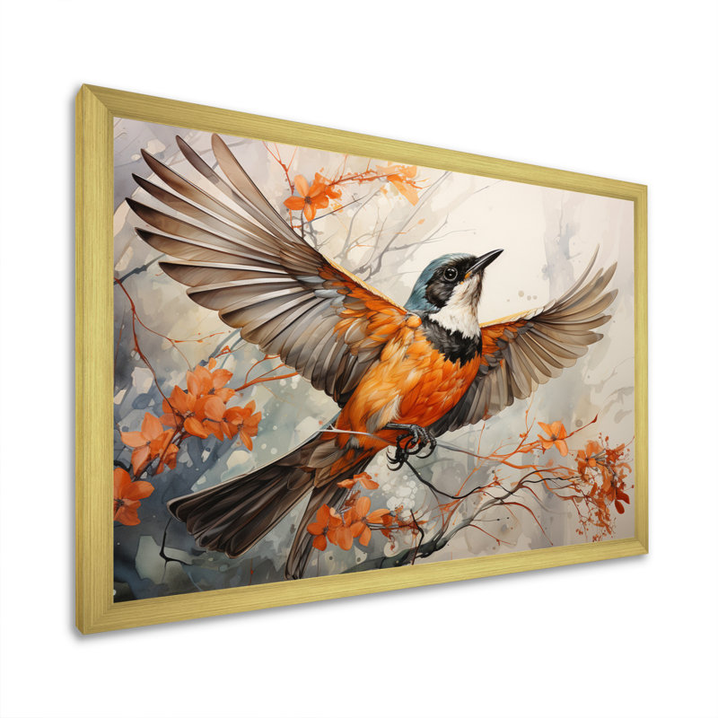 " Bird Avian Grace ", Gold Picture Framed, 12" H x 20" W x 1" D