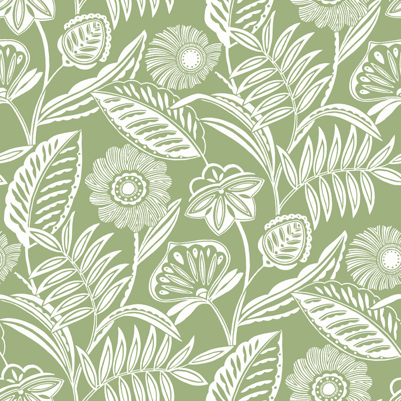 Kansas 8.23m x 68.58cm Semi-Gloss Wallpaper Roll, Green