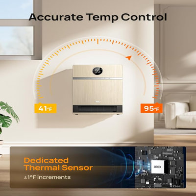 Dreo Smart Wall Heater, IP24 Electric PTC Space Heater For Indoor Use, 30° Oscillation, Adjustable Thermostat, Remote Control, Works With Alexa, 24H T
