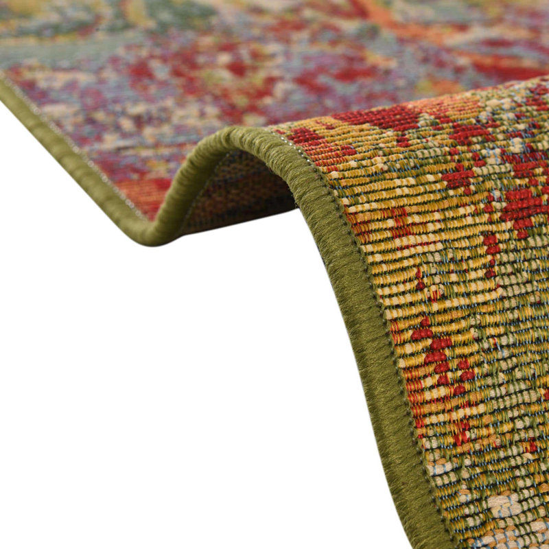 Tapis d'intérieur / extérieur multicolore à motif abstrait Trona, Rectangulaire 6 pi 1 po x 9 pi