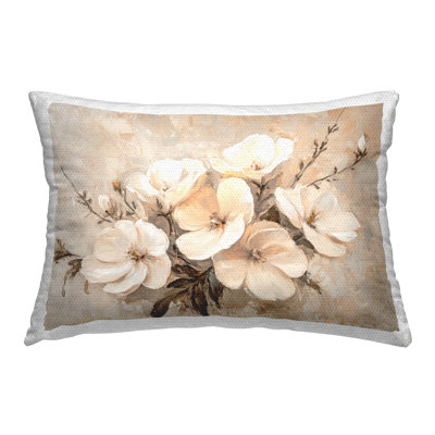 Coussin d'extérieur imprimé Stupell Industries par Blooming White Anemones