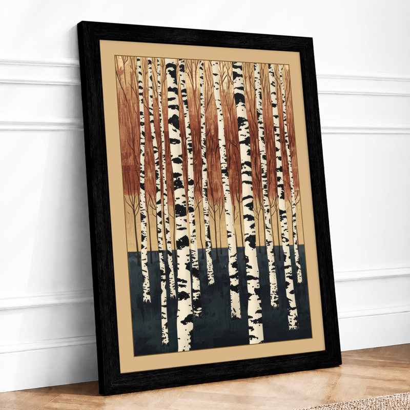 Birch Forest Scandinavian - Framed Print, A3 - 42.0 x 29.7 cm, Black