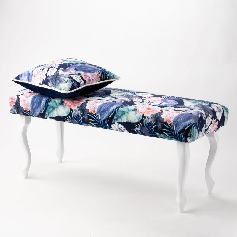 Velvet Upholstered Bench, 40cm H x 45 cm x 30cm D