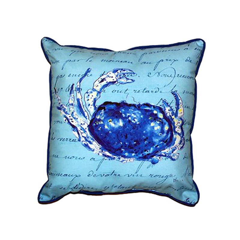 Script Crab Outdoor Reversible Throw Pillow, Small