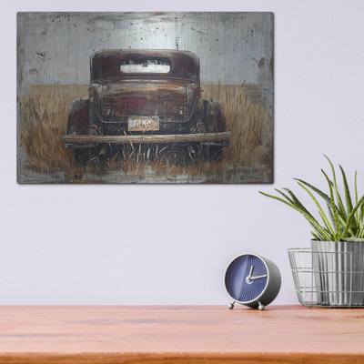 «Car In Vintage Wheat» par Momart, art mural en métal