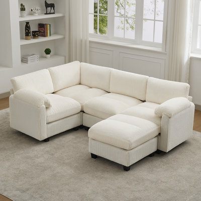 Canapé modulaire 5 places avec accoudoirs coussinés
