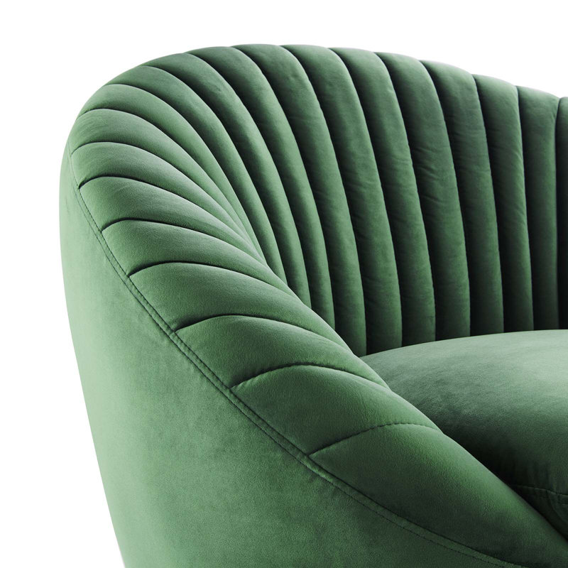 Upholstered Swivel Barrel Chair, Emerald Velvet
