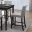 Ensemble de salle à manger à hauteur de comptoir 5 pièces, ensemble de table de salle à manger et chaises rembourrées en bois noir / gris