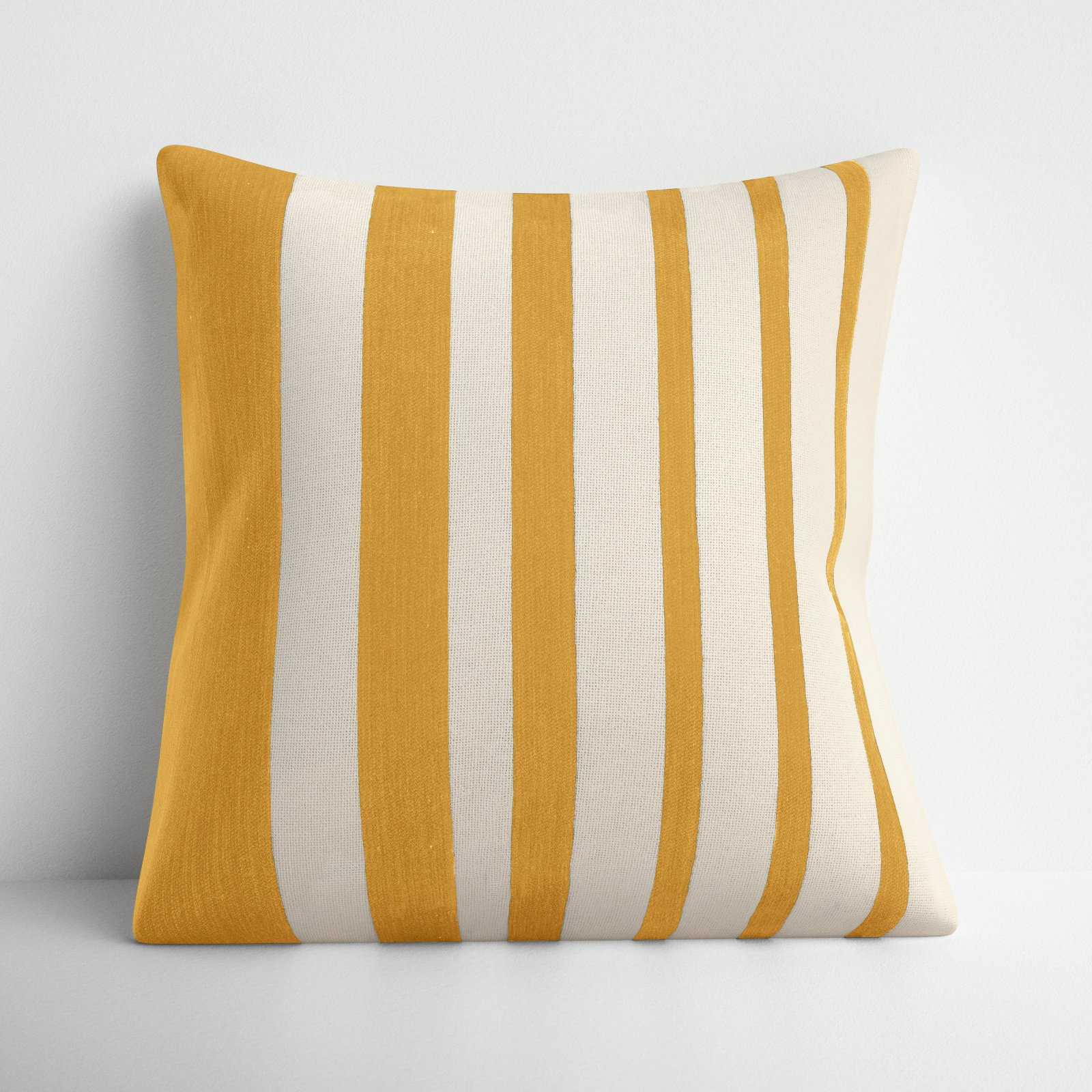 Karka 20" x 20" Embroidered Throw Pillow, Yellow/Natural