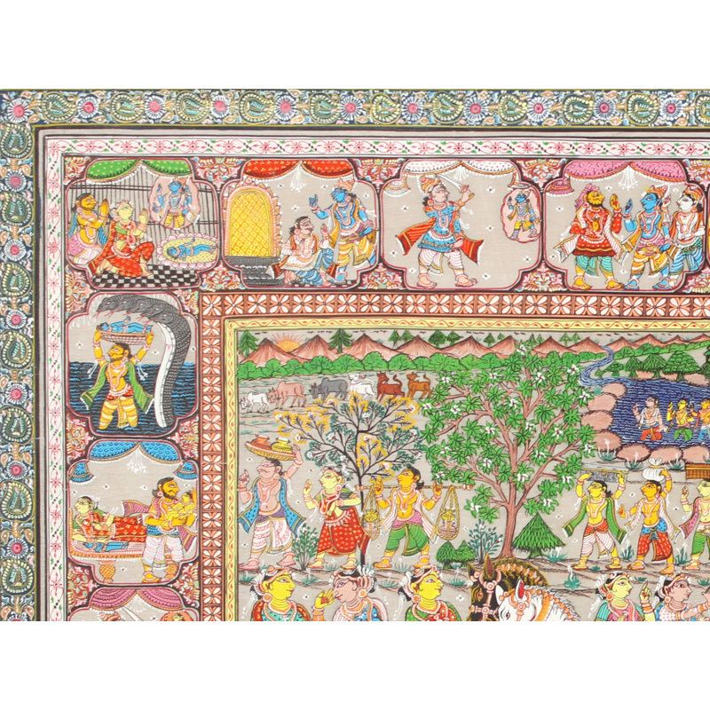 Mathura Vihar, peinture | Peinture de Patta sur soie de tussar