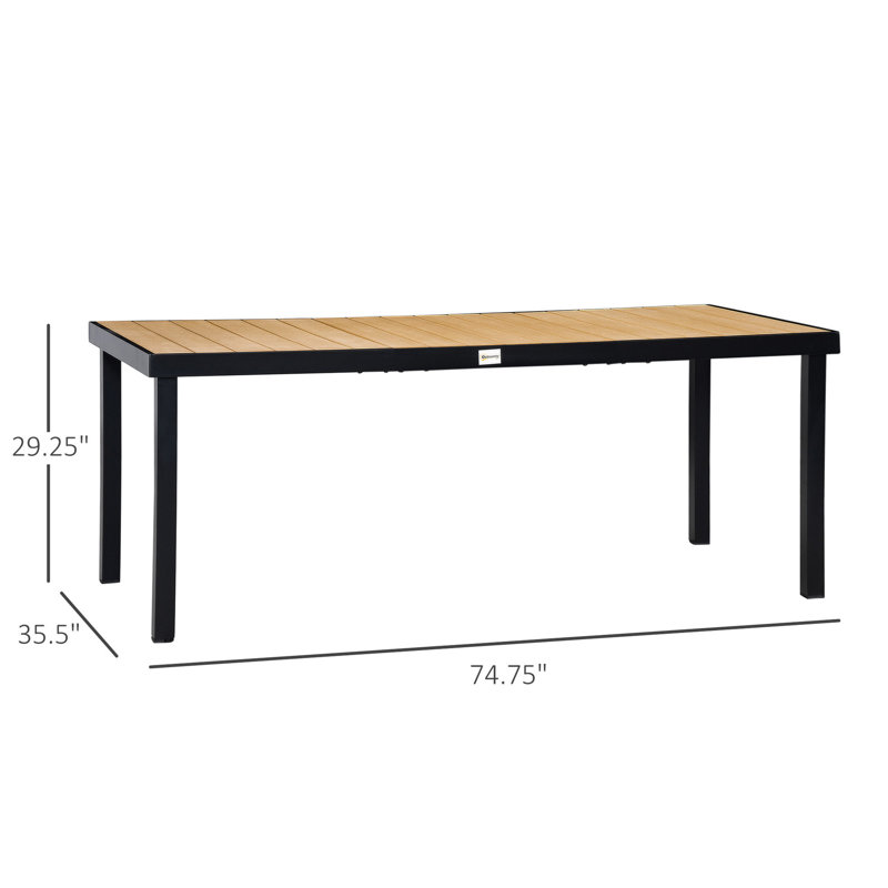 8 tables de jardin - 75 po x 35 po, structure rectangulaire en aluminium avec surface en faux bois imperméable pour la pelouse