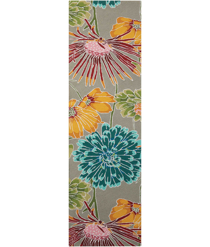 Tapis gris contemporain Karyn, Tapis de couloir 2 pi 3 po x 8 pi