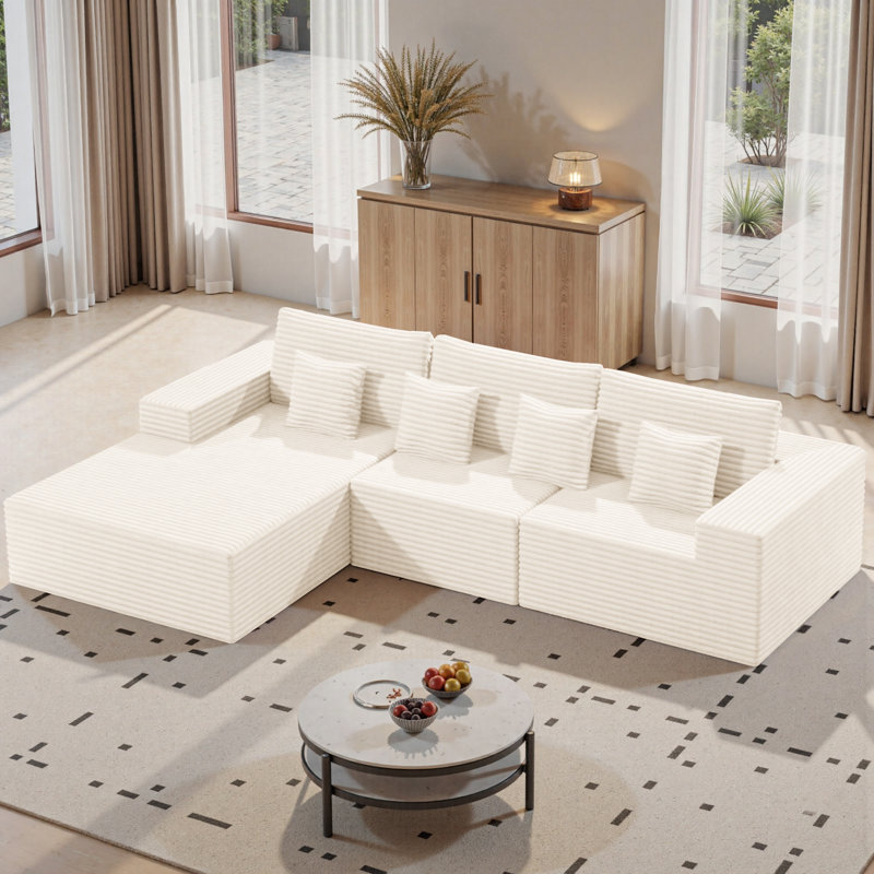 Boneless L-shaped 2-seater Sofa With Armrests, Upholstery And Throw Pillows – Cozy Sectional Couch With High-density Foam For Living Room, Apartment, Small Spaces