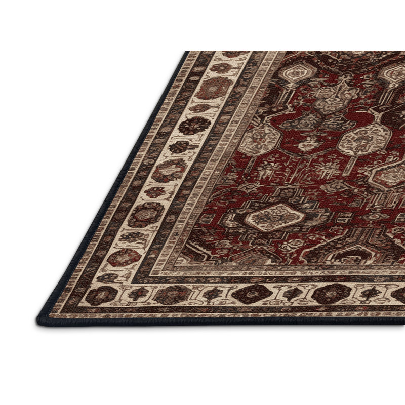 Tapis persan noir lavable à la machine, Rectangle 5 pi x 7 pi