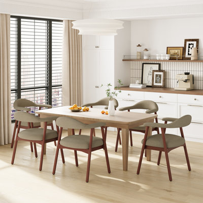 Upholstered Dining Armchairs With Solid Wood Legs