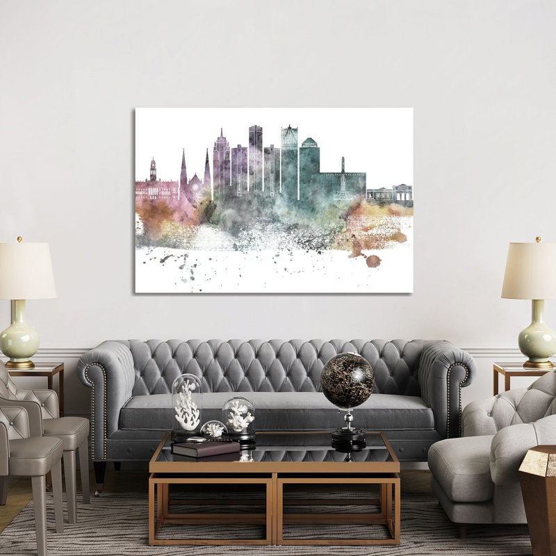 Detroit Pastel Skylines - Wrapped Canvas Print, 152.5 cm H x 101.5 cm W