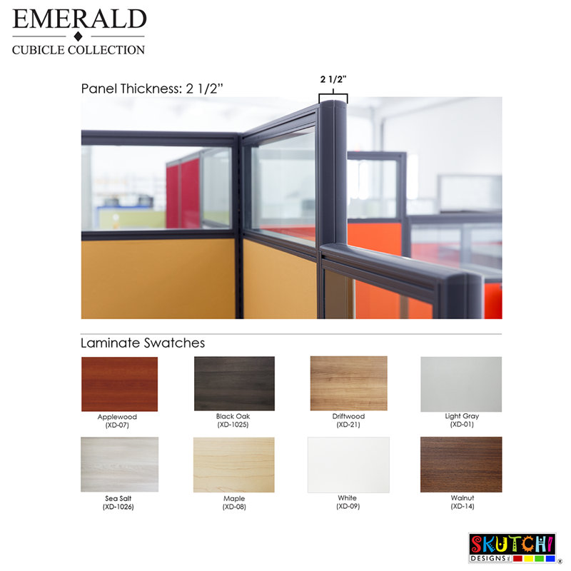 Emerald Cubicles 3 Pack 120 Degree Small Powered Workstations Library Study Desk Cubicles 3x3x39"H, White