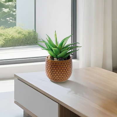Jardinières en céramique brillante, 3 pièces pour la décoration intérieure et extérieure, pots de fleurs à croissance givrée et de drainage, style moderne, quel que soit le cadre, chaleur, hauteur 7,98 po