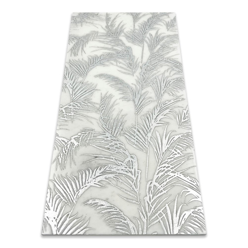 Carreau de marbre gravé 12 po x 24 po - Feuille d'argent fabriqué à la main