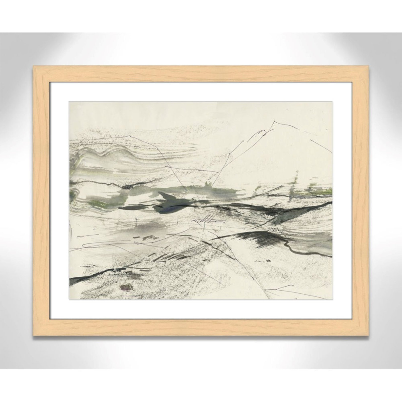 Green Sketches Print by PI Studio, 25" H x 31" W x 1.25" D, Natural Cube Picture Framed, White