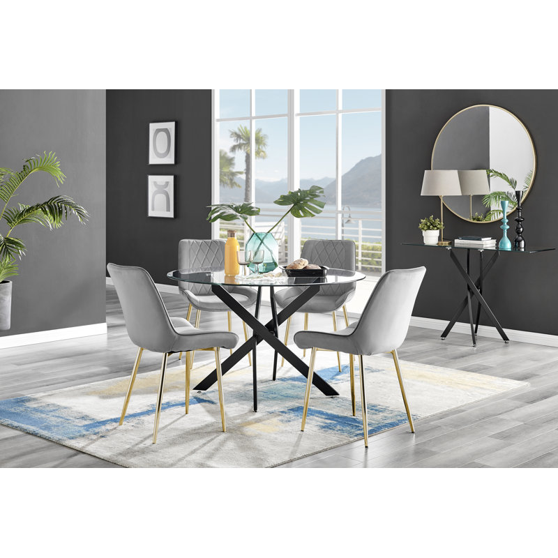 4 - Person Dining Set, Grey/Gold