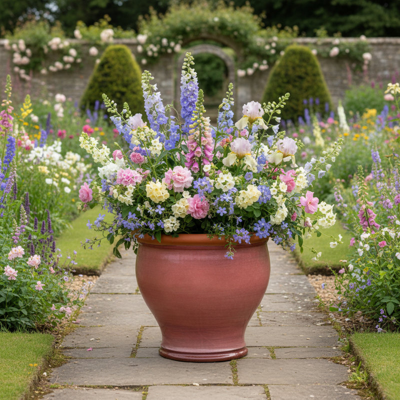 Bellied Planter  , 35" H x 41.5" W x 41.5" D, Pink/Orange