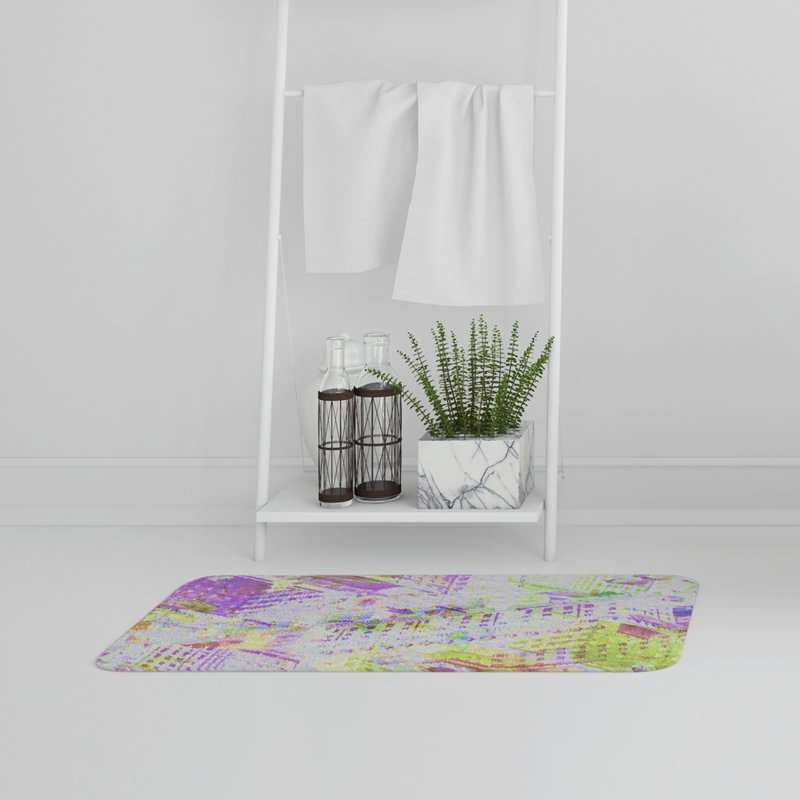 Quirke Non-Slip Bath Rug and Bath Mat, Purple/Green