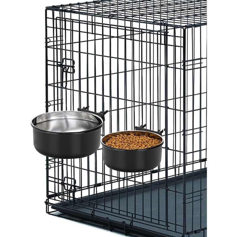 Removable Stainless Steel Dog Bowl – Hanging Food & Water Feeder For Pet Kennels, Fits Small, Medium, And Large Dogs
