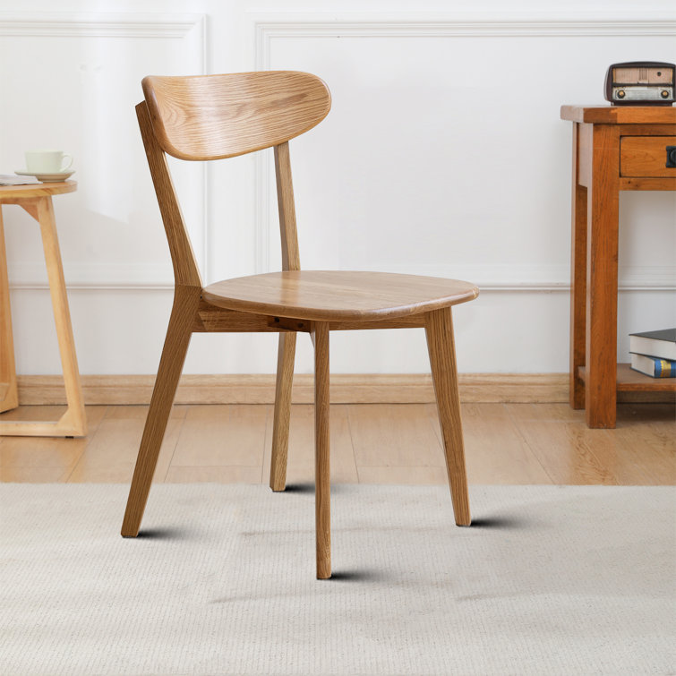 Vintage Farmhouse Style Wooden Dining Chair With A Curved Backrest, For Dining Room And Living Room Use