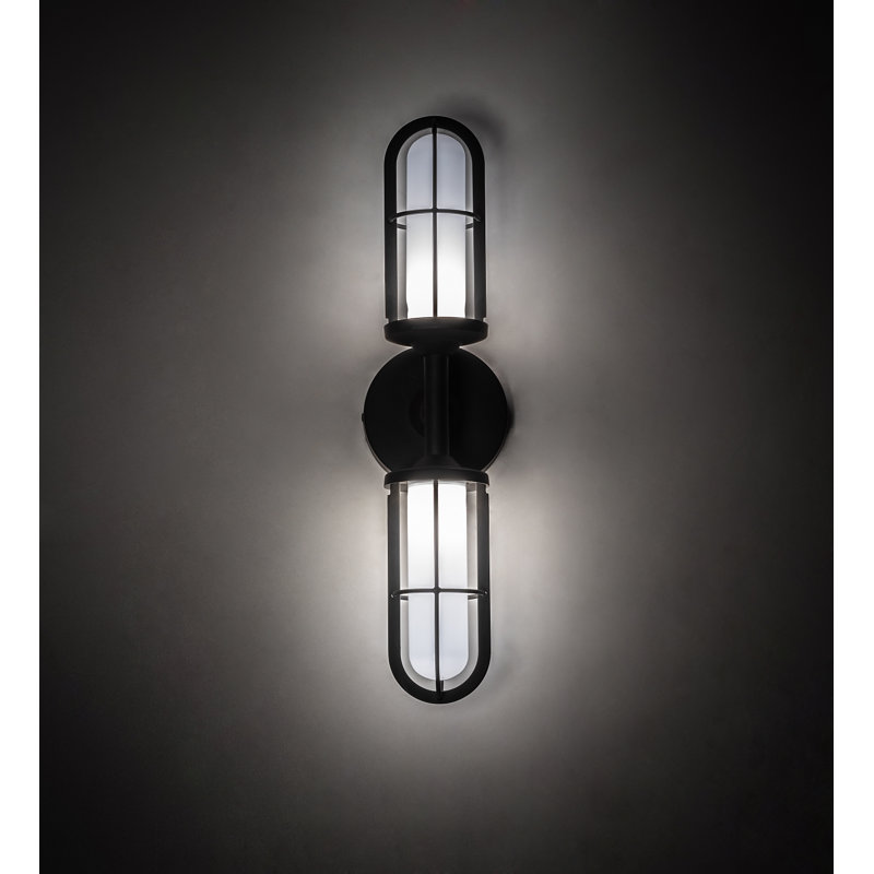 2 - Light LED Armed Sconce, Flat Black