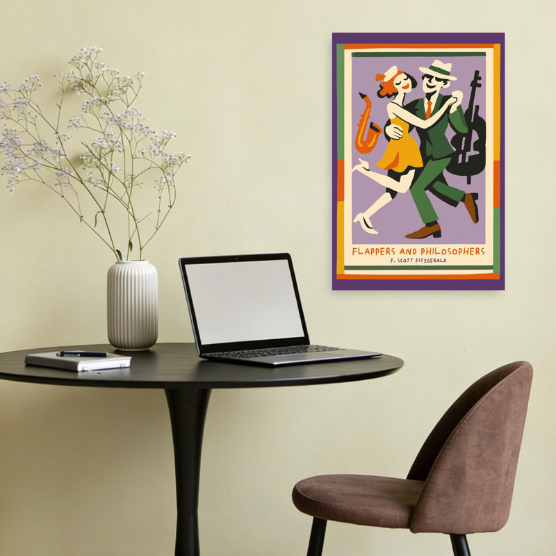 «Jazz Age Dance», art mural rétro rétro élégant, 24" H x 16" W