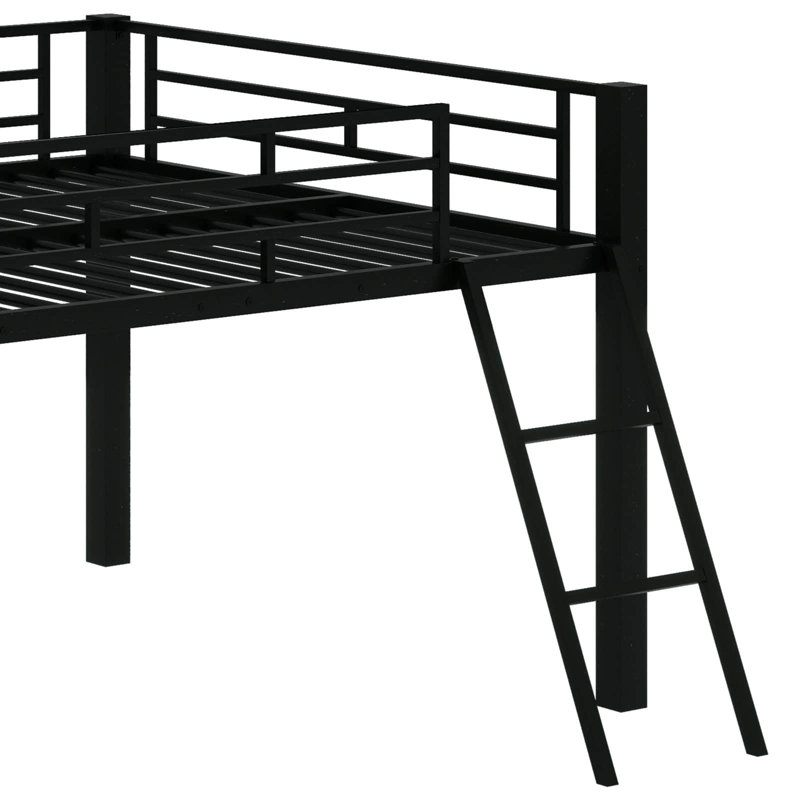A Mid-Height Gaming Loft Bed Featuring A Built-In Desk And LED Lighting, Full 