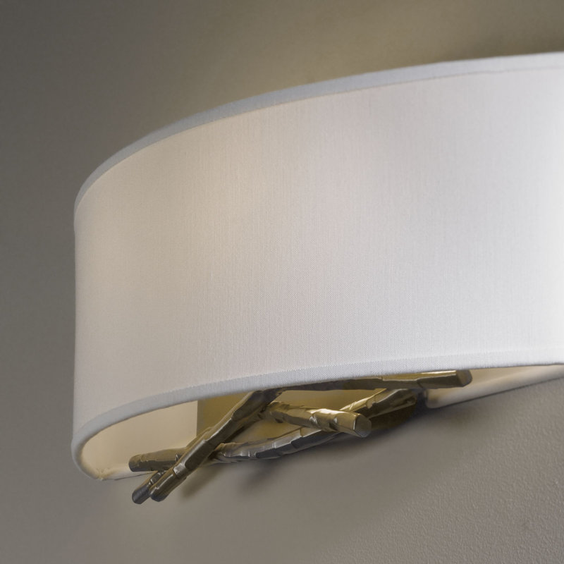 Brindille 2 - Light Flush Mounted Sconce, Natural Anna Shade, Dark Smoke