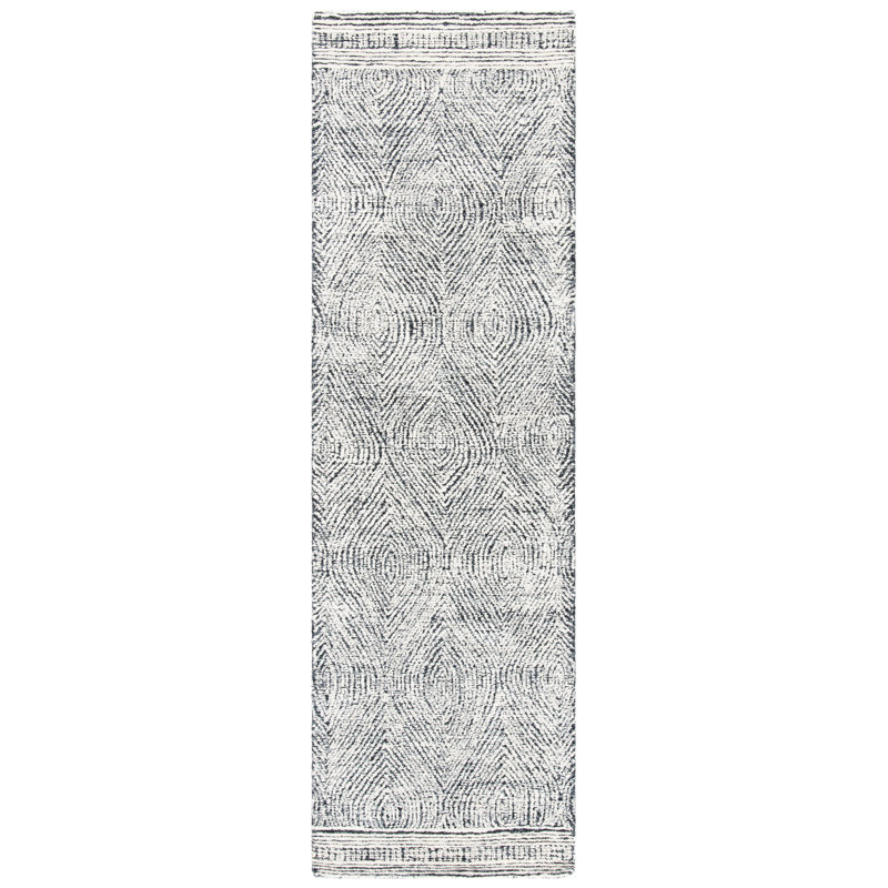 Cole Hand Tufted Wool Rug, Runner 2'3" x 20', Ivory/Charcoal
