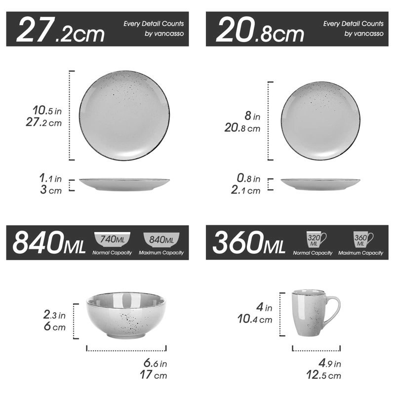 Aayah Piece Ceramic Dinnerware Set - Service for 4, Beige