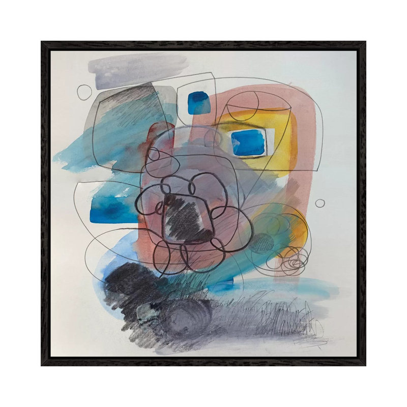 Modernist Study XV by Pamela Staker - Painting on Canvas, Black Framed, 45.72 cm H x 45.72 cm W